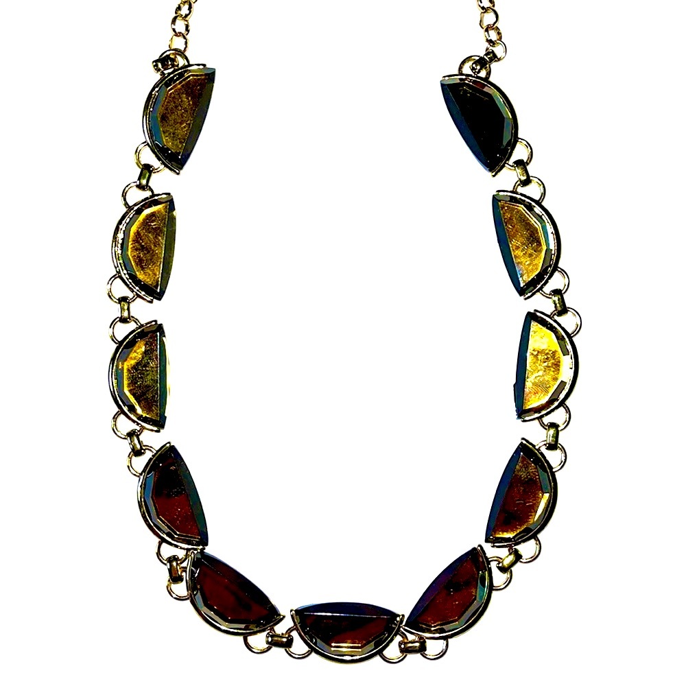 Coldwater Creek Longchain Gold and Yellow Crescent Stone Necklace